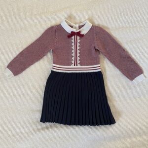 Hope & Henry Red and Navy Knit Dress 2T